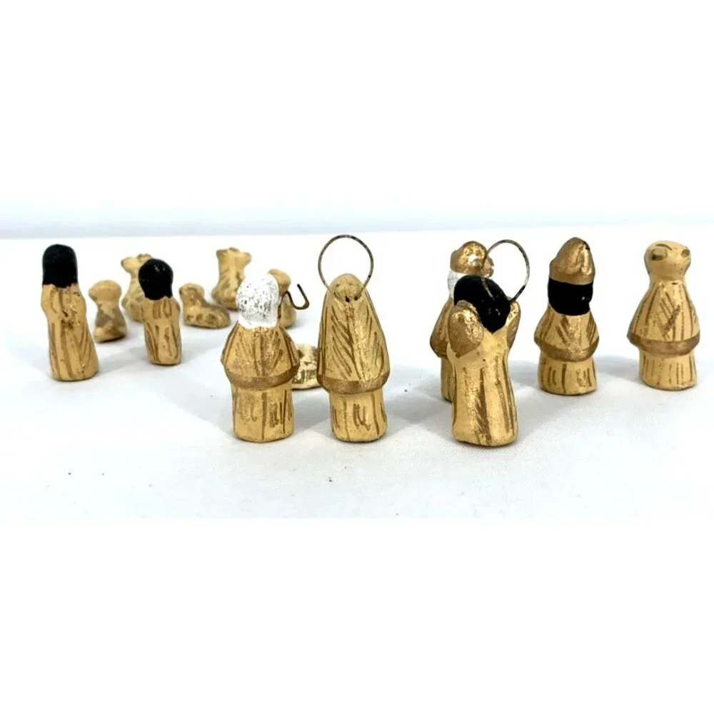 Mexican Nativity Handmade Clay Pottery Folk Art 14 Pc Miniature